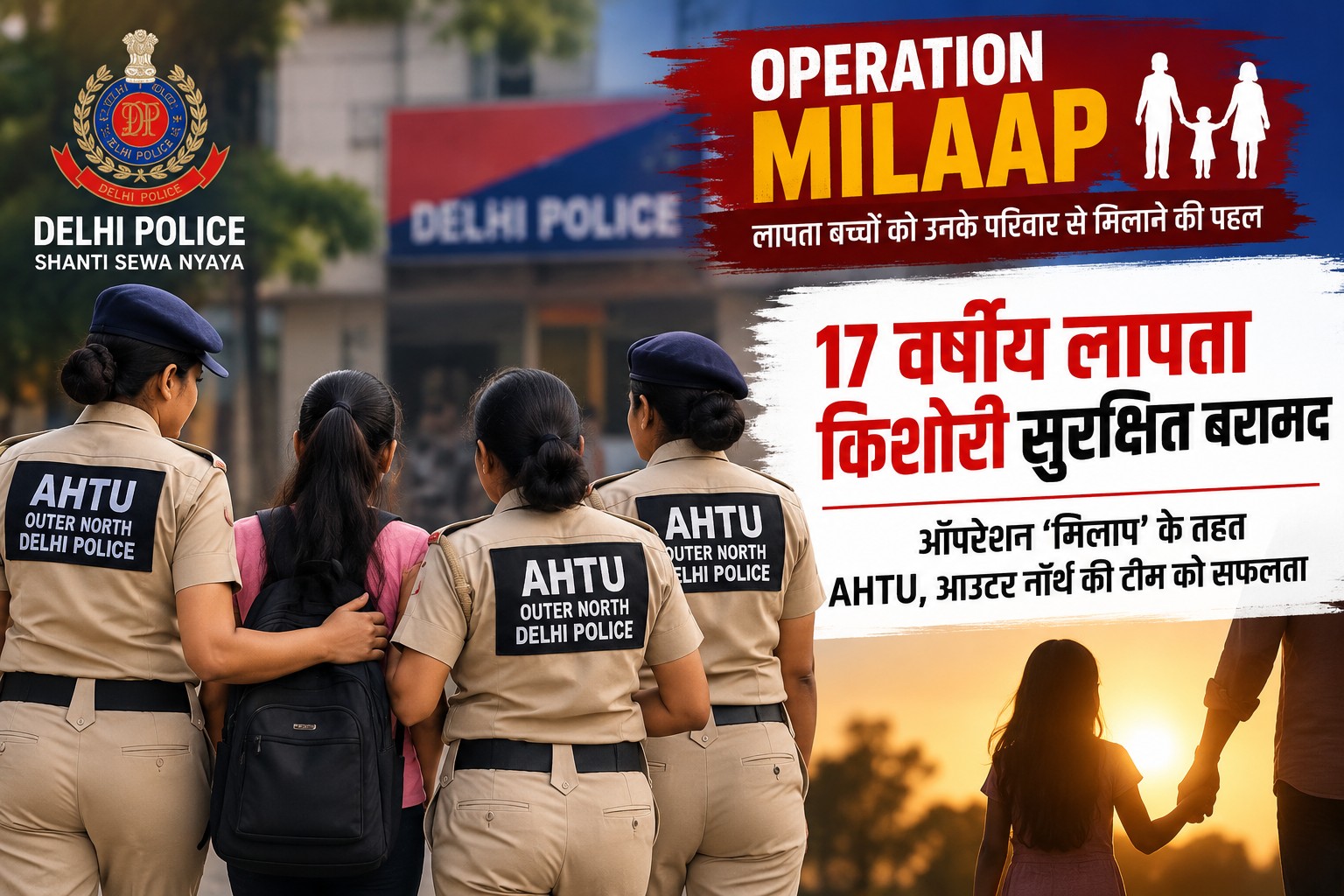 ऑपरेशन 'मिलाप' के तहत 17 वर्षीय लापता किशोरी सुरक्षित बरामद, AHTU की टीम को मिली सफलता